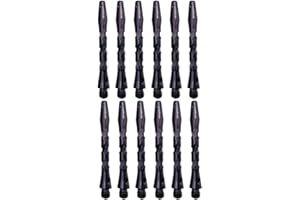 BIPY Lot de 12 tiges de fléchettes en aluminium noir et blanc 2BA avec filetage standard 2BA