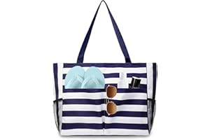 flintronic Extra Large Lightweight Beach Bag, Waterproof Beach Tote Bag with Zip, Foldable Shoulder Bag for Women, Reusable Shopping Bag, for Beach Travel Holiday Swimming Picnic