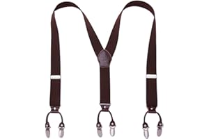 KANGDAI Bretelles Homme Larges 6 clips Brace Men Y Retour Suspensions ajustables élastiques et durables Clips en métal fort