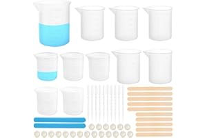 Littlegaofeithing 11 Pezzi Misurare in Silicone con Graduato, 30 ml/100 ml/250 ml Bicchiere Dosatore in Resina epossidica, Riutilizzabile Bicchieri Dosatore in Silicone per Stampi Casting Resina