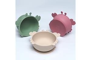 Kinyoda 3 Stück Silikon Baby Schüssel mit Saugnapf, Baby Breischale Rutschfest Breischale Baby Set, Auslaufsicher Silikon Kinderschüssel Babygeschir,Futter Entwöhnungsschale Für Babys Und Kleinkinder