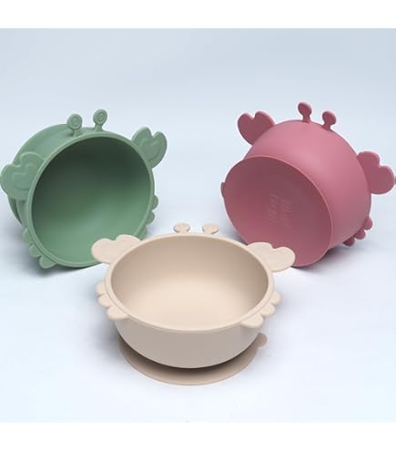 2 Ciotole Con Ventosa Per Bambini - Design A Granchio Senza BPA