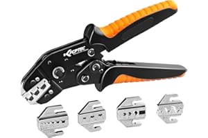 KF CPTEC Jeu de 6 pinces à sertir pour cosses isolées et non isolées,embouts de câble,connecteurs solaires,câble coaxial - Pince sertir à embouts,Pince à cosse - avec mâchoires interchangeables