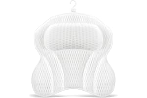 HYKIEE Bath Pillows for Head and Neck, 4D Air Mesh Bath Cushion Support, Ergonomic Luxury Home Spa Bathtub Accessories for Women with 6 Non-slip Suction Cup