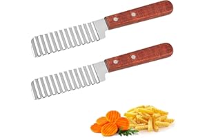 HhBdy Crinkle Cutter 2 Pcs Potato Crinkle Cutter Stainless Steel Potato Chip Knife French Fries Chips Wave Cutter for Potato Chips French Fries Fruits and Vegetables Waves Cutting Tool