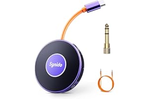 Synido Portable Audio Interface for Live 24-bit 48 kHz Streaming while Charging, Comes with Cable USB With 1/4'' Adapter for Electric Guitar Recording Interface for iPhone, iPad, Android, Mac and PC