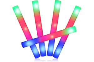 VEYLIN Foam Glow Sticks,10PCS Wedding glow stick foam Light up Batons LED Glow sticks with 3 Multi-modes Color Flashing Wand Glow in the Dark for Party Supplies Kids Party,Birthday,Weddings