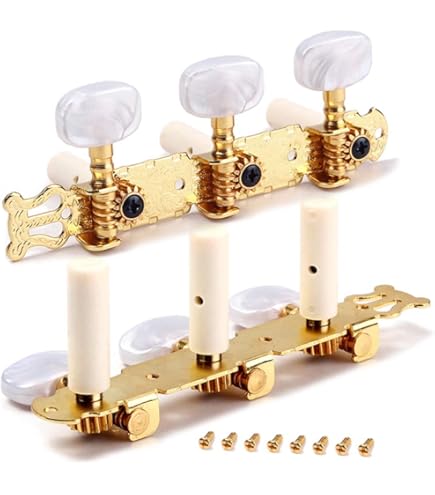 6 Chevilles De Réglage Pour Guitare Acoustique - Mécaniques Fermées, Laiton, 3 Gauche + 3 Droite
