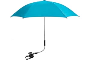 FOR YOUR LITTLE ONE Pushchair Parasol Compatible with Silver Cross, Universal Pram Parasol with 50+ UV Protection, Baby and Infant Sun Umbrella for Buggy, with Adjustable Fixing Clamp, Clip on. (Light Blue)
