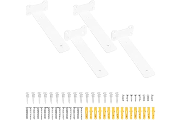 4 stycken hyllkonsoler, vita, 200 mm hylla, väggfäste, hyllhållare, hyllhållare, vägghylla, hållare, vägg, osynlig, tung bela