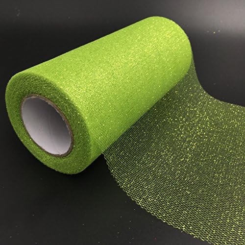 YCNK 6 Inch 25 Yard Glitter Tulle Roll Wedding Gift Bow Craft Decor Tutu Dress Party Decorations Table Sashes (Green)
