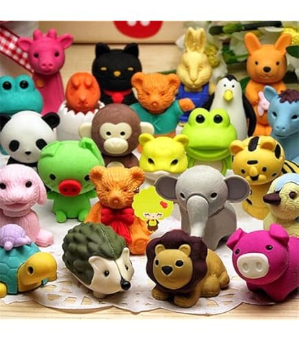 WeddHuis 100 Gommes Pour Enfants Gommes à Effacer D'animaux Mignons Gommes à Crayons Gommes De Dessin Animé Adaptées Aux Récompenses De Devoirs Prix De Récompenses En Classe Cadeaux Pour Enfants