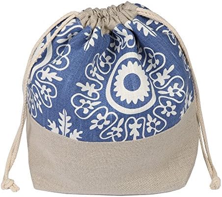 slowroom Linen Lunch Bag, 2 in 1, Bread Bag for Storage, Breathable and Decorative, Model Azur, 30 x 34 cm