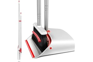 MASTERTOP Ensemble Balai de Long Manche et Pelle à Poussière Verticale Set Balai de 127 CM et Pelle avec Manche Extensible pour Nettoyage de Sol Maison Cuisine Bureau