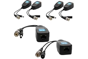 GALDOEP 3 par transmisor balun de vídeo pasivo RJ45 a BNC ，pasiva Video Balun HD-CVI/TVI/AHD/CVBS Conector para sistema de cámara de vigilancia de seguridad 720P 1080P