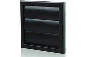 Blauberg Fans DECOR155X155/100GBLACK Decor Black Grille 100mm-4 inch External Ducting Air Vent with Round Spigot and Non-Return Gravity Shutters, 100mm