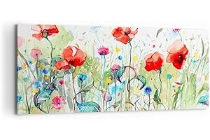 ARTTOR Quadro su Tela 100x40cm Stampe da Parete Fiori Prato foglia natura Grandi Decorazione Murale Camera da Letto Cucina 1 pezzo Quadri Moderni Soggiorno Grafica Immagini Wall Art Canvas AB100x40-3076