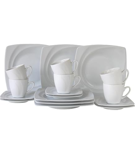 CreaTable, 13165 Série Celebration White Lot de 6 tasses à café en porcelaine, passent au lave-vaisselle et au micro-ondes, fabriquées en Europe