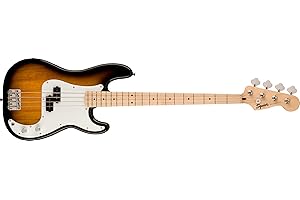 Squier by Fender Sonic Precision - Basso elettrico di precisione, tastiera in acero, battipenna bianco, 2 colori Sunburst