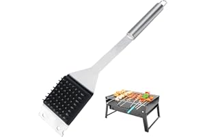 DINSONG Brosse Barbecue, Brosse à Gril en Acier Inoxydable, Brosse Et Grattoir pour Gril avec Poignée De Luxe, Brosse Nettoyage Barbecue pour Grille de Barbecue,Grille à Gaz, Tous Les Grils