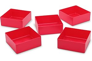 1a-TopStore Kunststoff-Einsatzkasten, Sortierbox E 40/2, Lagerbehälter, rot 99x99x40 mm (LxBxH), 1 Packung = 25 Stück