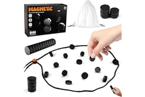 GENERISCH Magnetspiel für Kinder und Erwachsene, Magnetisches Geschicklichkeitsspiel mit 20 Magnetsteinen & Schnur, Tragbares Magnet-Schachspiel für Familie, Party & Reisen ab 9 Jahren (D)