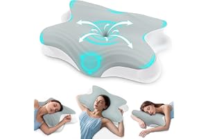 2-in-1 Rokehr Neck Cushion – Ergonomic Cervical Memory Foam Orthopedic Cushion for Side, Back and Abdominal Sleepers (62cm x