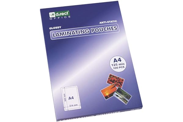 D.RECT Feuilles pour Plastifieuse A4 125mic - Épaisseur 2x125 (250) - Papier Plastifieuse - Laminating Pouches A4 - Feuille a Laminer - Transparent - Film Plastifié Brillant, 100 Feuilles