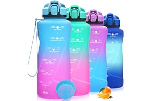 Niggeey Borraccia Sportiva Da 2l, 1,5 Litro, 1 Litro, 700ml, 500ml Bottiglia Sportiva con Indicatore del Tempo e Scala, 1 clic Aperto, Adatto per Palestra, Yoga, Bicicletta, Campeggio e Vita Familiare