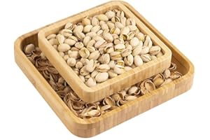GUTE Pistachio Snack Bowl, Double Dish Holder Bowl Pedestal and Sunflower Seed Nut Bowl with Shell Storage, Magnetic Holder To Hold Together, 9.45 x 9.45 x 2.76 Kitchen - Gifts for Dad, Him, Her, Home