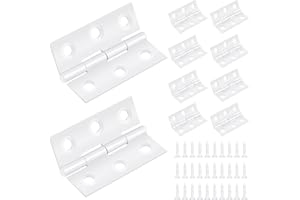 JEBOLER 10 Stüc Scharniere Klappbar, 44mm × 31mm Edelstahl Türscharnier Weiß Scharnier Klavierband Aussen Scharnierband Hinge für Türen Fenster Schränke mit 60 Stück Schrauben