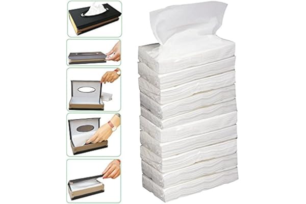 Kozdiko Car Tissue Paper Refiller for Dispenser Box Set of 10 with 200 Sheets(100 Pulls) in Each for All Cars, Offices and Homes