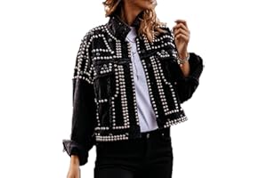 Suncolour Giacca Di Jeans Da Motociclista Con Borchie Corta Da Donna