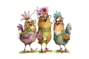 Mupmod Hen Diamond Painting Kits for Adults, Chicken 5D DIY Diamond Art Kits for Beginners Round Full Drill Diamond Painting for Home Wall Decoration 12×12inch