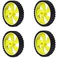 Electronic Spices Pack of 4 wheel-4512 Robot Durable Rubber Tire Yellow wheel 45mm for BO DC Motor For Motor Toy Car Electronic School Collages Projects (Assorted)