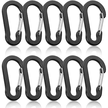 20 pezzi moschettoni in alluminio 50 mm, anello a D resistente e leggero, ganci multiuso per escursionismo, campeggio, sport all'aperto, portachiavi, borraccia, zaino, guinzaglio per animali