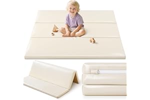 JungleDove Baby Foam Play Mat : 121x121 cm Foldable PU Leather Padded Playmat for Playpen Toddler Crawling - Thick Foam Floor Mat for Kids Indoor