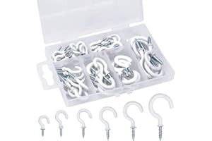 NASEOM 70 Stück Schraubhaken Hakenschrauben Sortiment Deckenhaken Set Tasse Haken Halter Kit Schraubhaken Cup Haken Ösenhaken Deckenhaken für Haushaltsgegenstände Tassen (6 Größen)