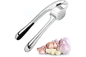 CXAFQ Presse-ail, Presse à ail, Presse ail inox, Avec poignée ergonomique, Facile à presser et à nettoyer, Réutilisable, Prévention de la rouille, Convient à l'ail, au gingembre, etc