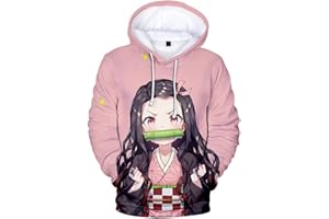 WINKEEY Sweat à Capuche Garçon Pull Demon Slayer 3D Impirmé Sweatshirt Nezuko Tanjiro Animé Cosplay pour Enfant