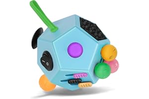Milifox Fidget Cube 12 Faces - Jouet Fidget Cube pour Adultes et Enfants atteints de TDAH, TDA, Autisme, Anti-Stress, Soulagement de l'Anxiété Original Infinity Toys(Nouveau Bleu )