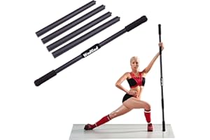 WODGOD 5 FT Metal Yoga Exercise Stick,Adjustable for 2.5FT-3.75FT-5FT,with Non-Slip Rubber Ends and Neck Pillow,Perfect for Stretching, Exercise,Physical Therapy,Posture Corrector,Balance Support