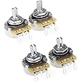 CTS 450 Series A/B250K Split Shaft Fine 24-Splines Audio/Linear Taper Potentiometer for Electric Guitar Bass, 10% Tolerance (2 Audio, 2 Linear)