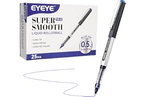 EYEYE Bolígrafos de tinta líquida Azul, 25pcs Bolígrafo Roller de Secado Rápido de Tinta, secado rápido para escribir, Escritura Suave para Oficina, Hogar, Empresa, Escuela punta fina 0.5 mm
