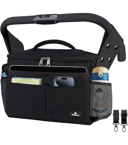 Borsa Organizer Universale Per Passeggino – Impermeabile, Con Portabicchieri, Tasca Touch Screen, Grande Capacità, Motivo Cucciolo