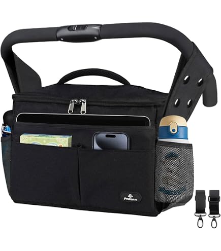 Borsa Organizer Universale Per Passeggino – Impermeabile, Con Portabicchieri, Tasca Touch Screen, Grande Capacità, Motivo Cucciolo