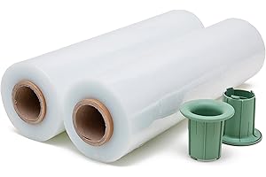 GOOD GOODS WAREHOUSE Good Warehouse Hochwertige Stretchfolie 23 m – 500 m Verpackungsfolie mit Handabroller-Set – 40 cm breite Wickelfolie – 2 Rollen Schutzfolie für Möbel, Umzug, Paletten, Transport