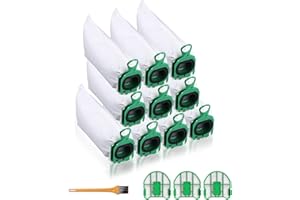 HEUCHAEY 10 sztuk worków do odkurzacza kompatybilnych z Vorwerk Kobold VB100 FP100, worki filtracyjne premium z 3 filtrami ochronnymi silnika i 1 szczotką do czyszczenia, worki filtrujące, akcesoria części