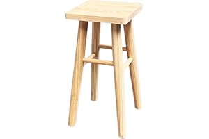 Acan Tradineur - Taburete Cuadrado de Madera con Patas Redondeadas, banqueta con reposapiés para Bar, Cocina, hogar, 47 x 24 x 24 cm