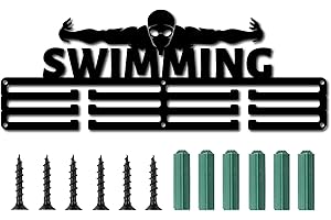 CREATCABIN Porte-Médaille de Natation Sport Athlète Mots Récompenses Présentoir Mural Support de Cintre Décor pour Champions Badge 3 Rung Médaillé Gymnastique Plus de 60 Médailles Jeux